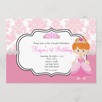 Rosa Prinzessin RothaarDamast und Perlen Einladung