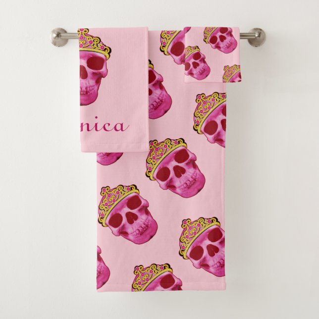Rosa Prinzessin Skull Skeleton Badhandtuch Set (Insitu)