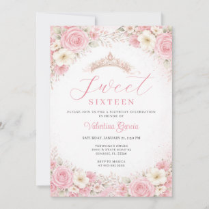 Rosa Prinzessin Sweet Sixteen Geburtstagsfeier Einladung