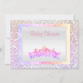 Rosa Prinzessin Thema Babydusche Spitze Tiara Past Einladung