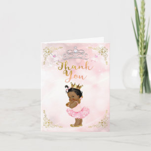 Rosa Prinzessin Vintage Baby Mädchen Ethnisch Dank Dankeskarte