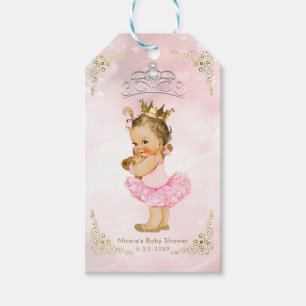 Rosa Prinzessin Vintage Babymädchen-Partygeschenk Geschenkanhänger