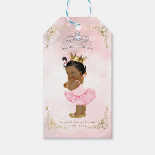 Rosa Prinzessin Vintage Schwarze Babymädchen-Party Geschenkanhänger