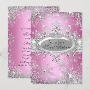 Rosa Prinzessin Winter Wonderland Sweet 16 Einladu Einladung