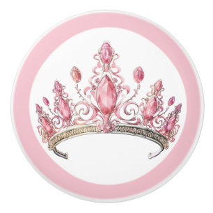 Rosa Prinzessinnen-Tiara-Girly-Keramikknopf Keramikknauf