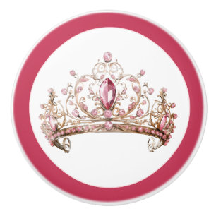 Rosa Prinzessinnen-Tiara-Girly-Keramikknopf Keramikknauf
