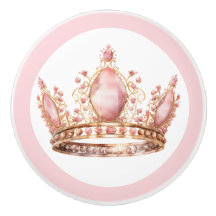 Rosa Prinzessinnen-Tiara-Girly-Keramikknopf