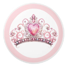 Rosa Prinzessinnen-Tiara-Girly-Keramikknopf