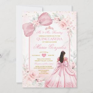 Rosa Prinzessinnenkleid mit Schleife Floral Quince Einladung