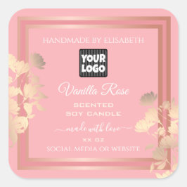 Rosa Produktverpackungsmarken Rose Gold-Rahmen-Log Quadratischer Aufkleber