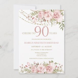 Rosa Prost auf 90 Jahre Geburtstag für Sie Einladung