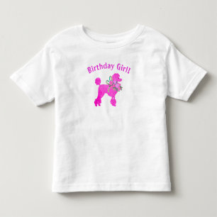 Rosa Pudel-Geburtstagsgirl-T-Shirt Kleinkind T-shirt