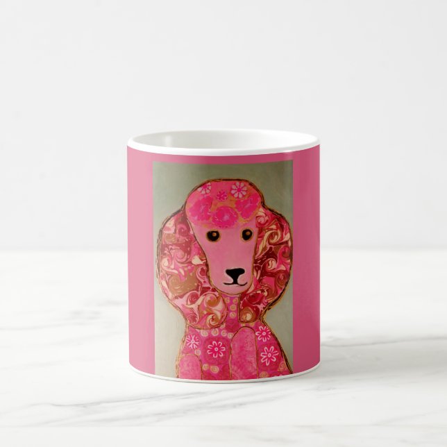 Rosa Pudel-HundeTasse Kaffeetasse (Mittel)