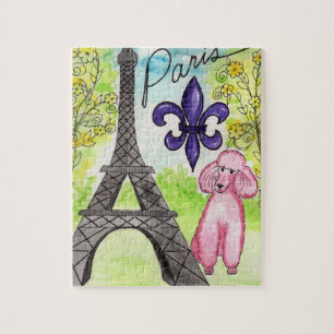 Rosa Pudel in Paris Puzzle