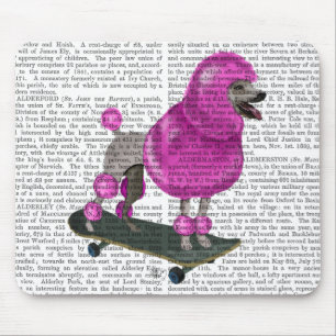 Rosa Pudel und Skateboard Mousepad