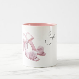 Rosa Puffs High Heels Zweifarbige Tasse