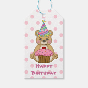 Rosa Punkt Bear Geburtstag Geschenkanhänger