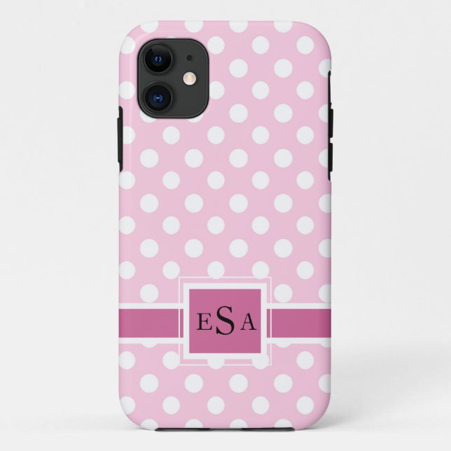Rosa Punkt Monogram Niedlich Modern Case-Mate iPhone Hülle (Rückseite)