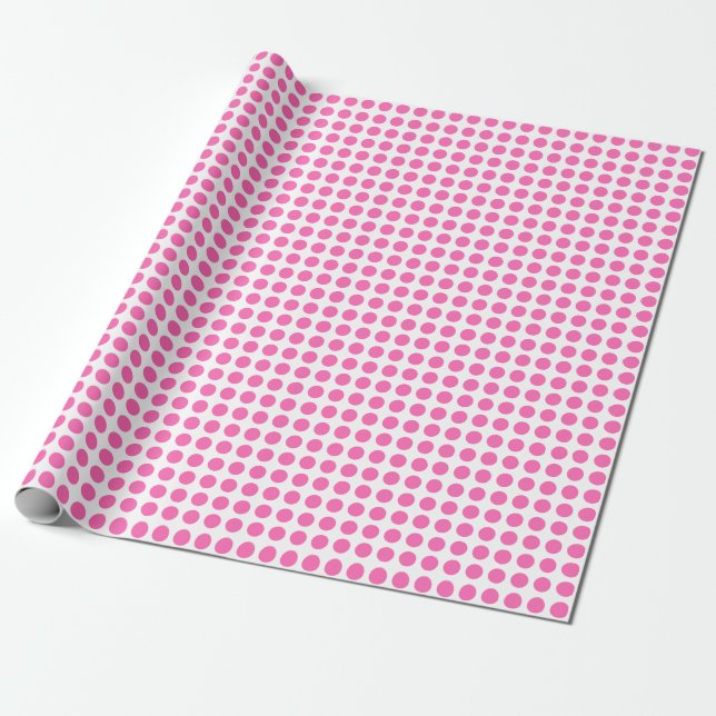 Rosa Punkte auf weißem Wrapping Paper Geschenkpapier (Ungerollt)