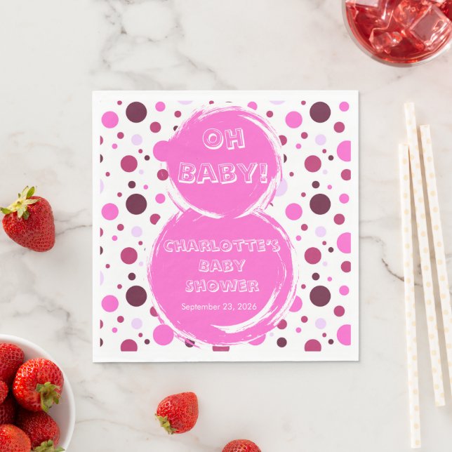 Rosa Punkte Baby-Party Papier Serviette (Beispiel)