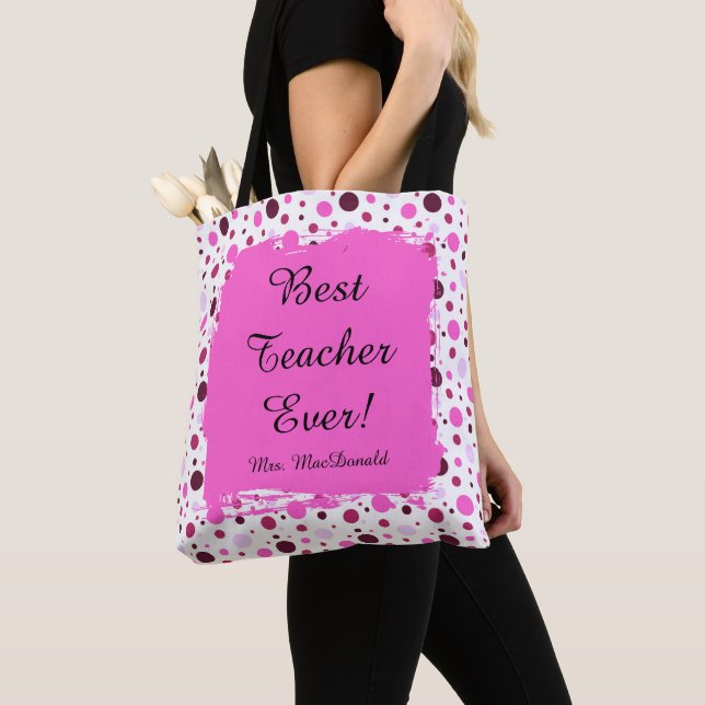 Rosa Punkte beste Lehrerin aller Zeiten Geschenk (Von Nahem)