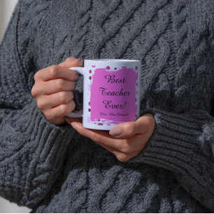 Rosa Punkte beste Lehrerin jemals Geschenk Kaffeetasse
