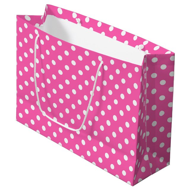 Rosa Punkte Brustkrebs-Bewusstseinsmuster Große Geschenktüte (Vorderseite Schrägansicht)