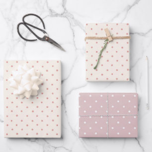 Rosa Punkte Geburtstag Fantasievolle Creme Geschenkpapier Set
