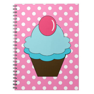 Rosa Punkte KRW und blaues Kuchen-Notizbuch Notizblock