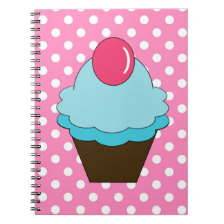 Rosa Punkte KRW und blaues Kuchen-Notizbuch Notizblock