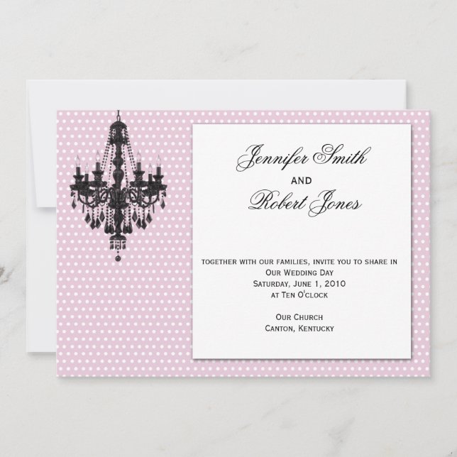 Rosa Punkte mit schwarzem Kronleuchter Einladung z (Vorderseite)
