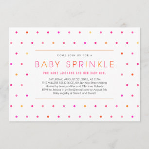 Rosa Punkte Moderne saubere Girl Baby Sprinkle lad Einladung