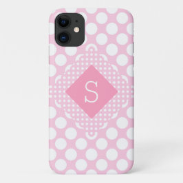 Rosa Punkte Monogram Girly Modern Simple Case-Mate iPhone Hülle