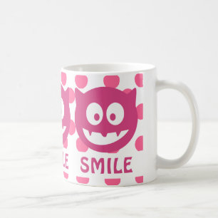 Rosa Punkte-Monster LÄCHELN Kaffeetasse