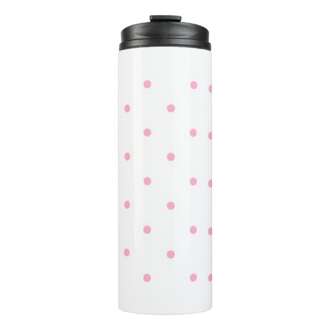 Rosa Punkte-Muster – Minimale süße Ästhetik Thermosbecher (Vorderseite)