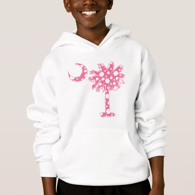Rosa punktiert Palmetto Hoodie (Vorderseite)