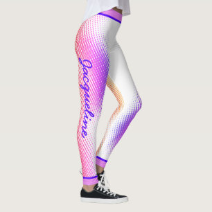 rosa Punktmuster mit dem Namen auf WHITE Leggings
