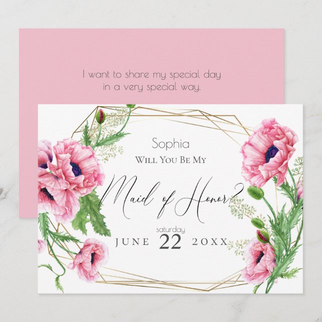 Rosa Pupien werden meine Trauzeugin sein Einladung (Vorne/Hinten)