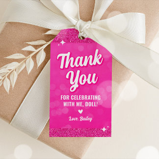 Rosa Puppenmode Danke-Geschenkanhänger Geschenkanhänger