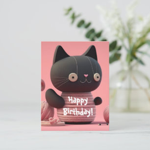 Rosa "Purfect Birthday Wings" Katze Postkarte