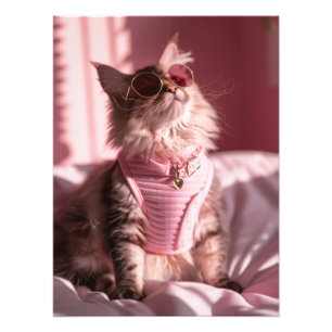 Rosa Purfektion: Chic Cat im Stil Fotodruck