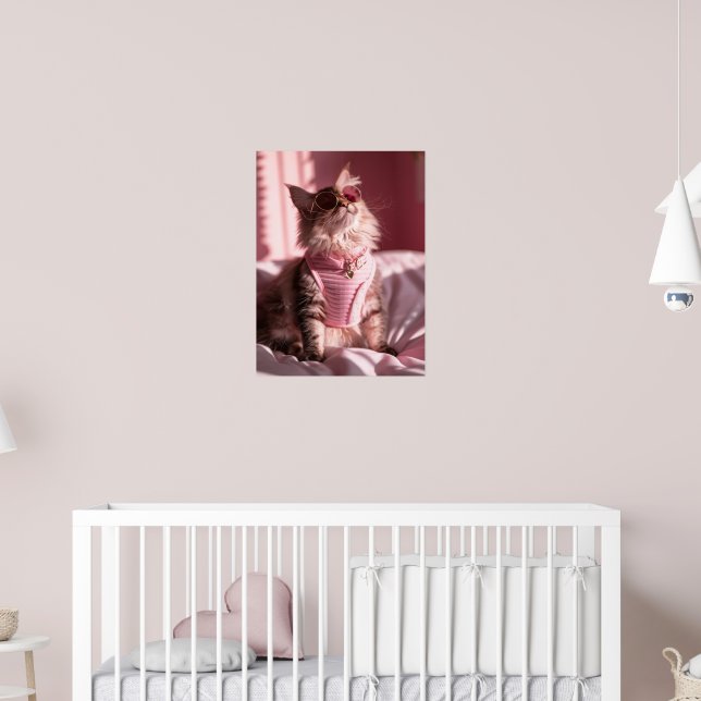 Rosa Purfektion: Chic Cat im Stil Poster (Kinderzimmer 2)
