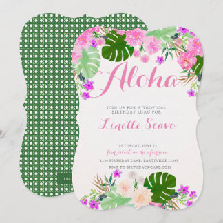 Rosa & PurpleTropical zum Geburtstag Einladung