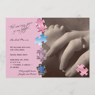 Rosa Puzzle-Foto-Baby-Mitteilung Ankündigung