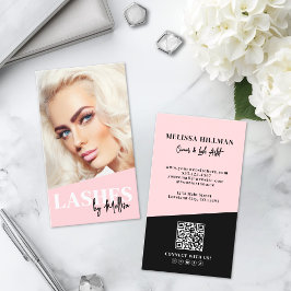 Rosa QR-Code-Foto-Wimpern Vertikal Visitenkarte