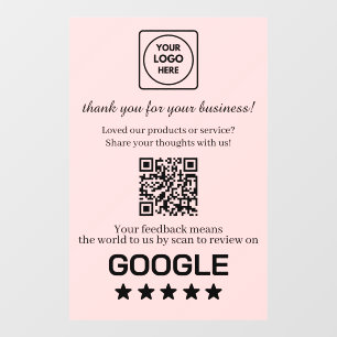 Rosa QR-Code für Google Bewertungen Geschäftsanz Fensteraufkleber