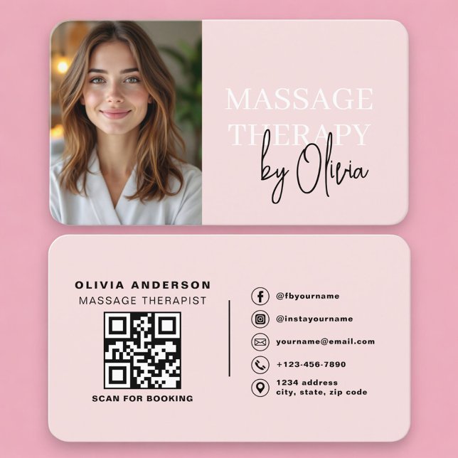 Rosa QR-Code für Massagetherapeuten Visitenkarte (Von Creator hochgeladen)