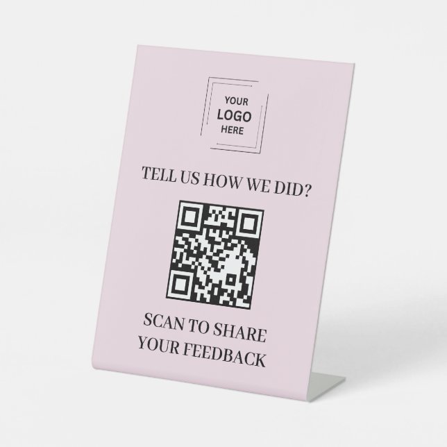 Rosa QR-Code Kundenfeedback im Sockel-Stil Sockelschild (Vorderseite)