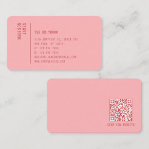 Rosa QR-Code Minimalistisch Einfach Modern Visitenkarte
