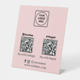 Rosa QR-Code | PayPal-Scan für das PayPal-Logo Sockelschild